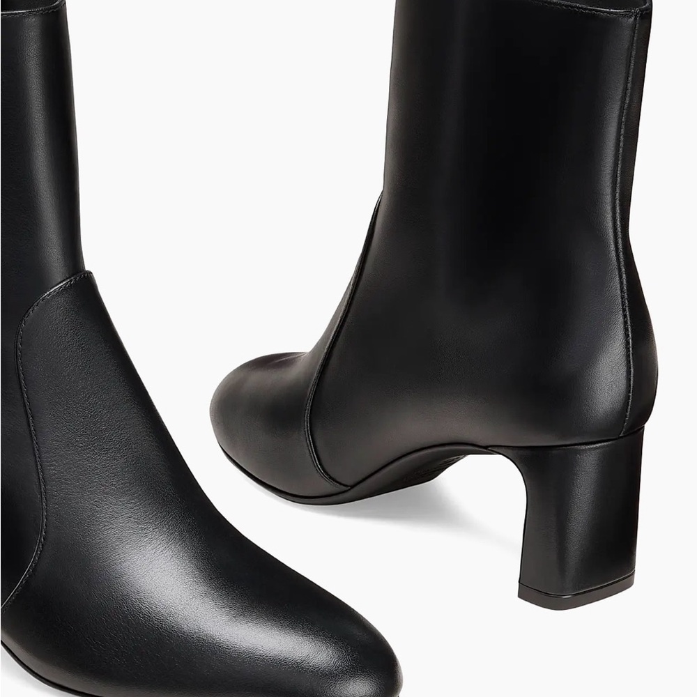 Stuart Weitzman Black Leather Ankle Boot with Mid Heel - Picture 4 of 4